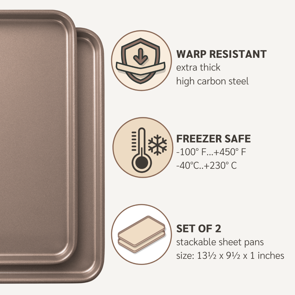 9x13 13x9 nonstick PFOA, BPA free baking sheet carbon steel non stick toxic cookie sheets best nontoxic oven pan cooking pans tray trays small toaster countertop 9 x 13 9x x13 13x x9