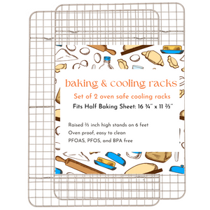 12 x 17 inch Half Baking Sheet Cooling Rack Set of 2 Non Stick Non Toxic Baking Rack HAPPIELS