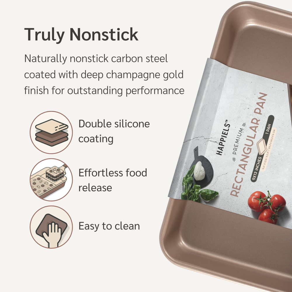 HAPPIELS nonstick PFOA, BPA free 9x13 baking pan non stick toxic 13x9 pans best nontoxic 9 x 13 cake by rectangle happiels 9x 13 9 x13 brownie brownies 9x x9 13x x13 inch in inches