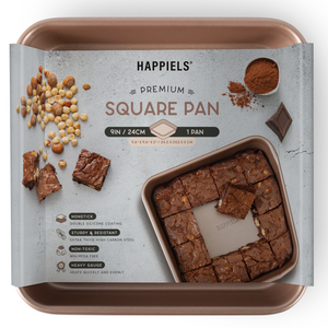 HAPPIELS nonstick PFOA, BPA free 9x9 baking pan non stick toxic 9x 9 pans best nontoxic x9 cake x square brownie 9 x 9 inch inches in 
