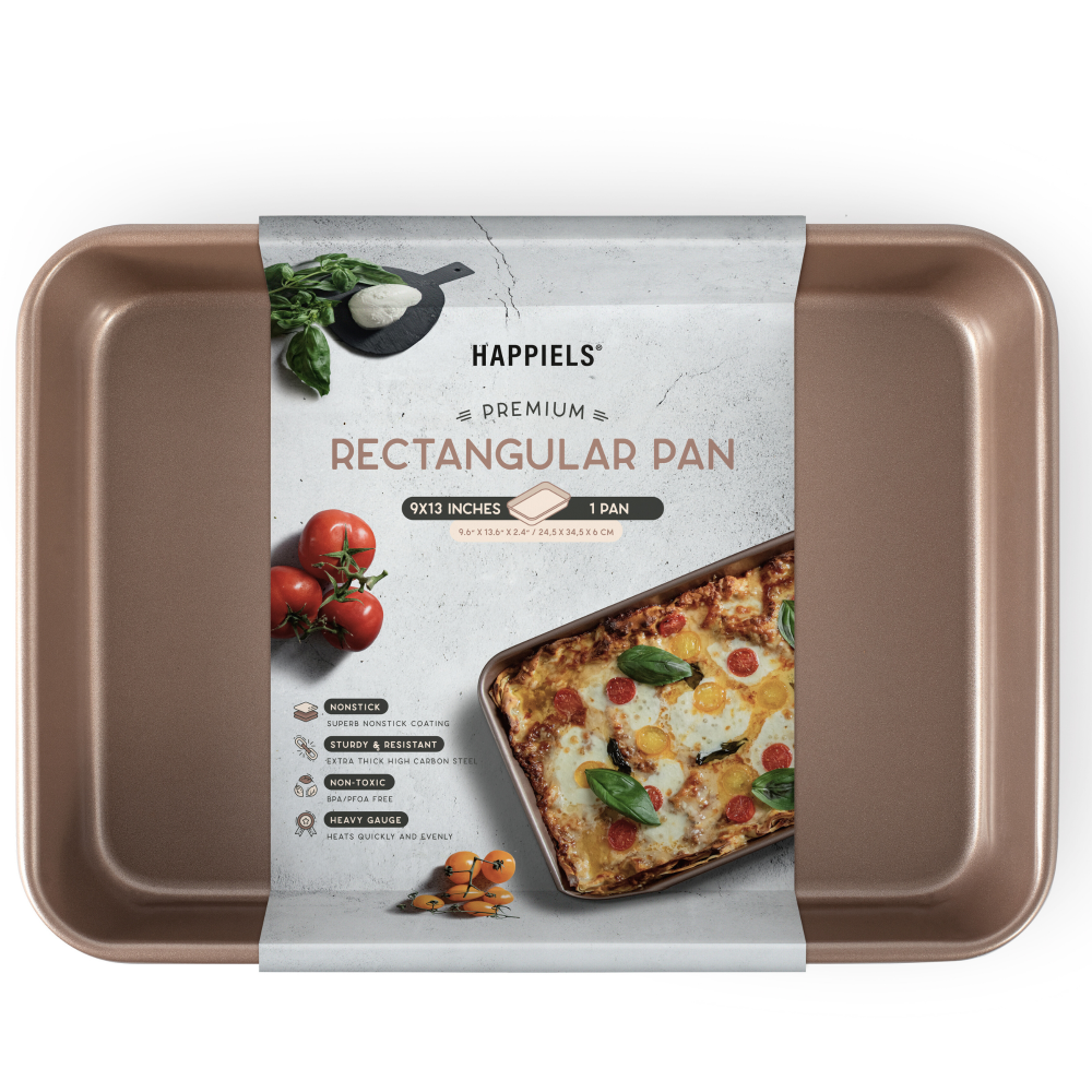 HAPPIELS nonstick PFOA, BPA free 9x13 baking pan non stick toxic 13x9 pans best nontoxic 9 x 13 cake by rectangle happiels 9x 13 9 x13 brownie brownies 9x x9 13x x13 inch in inches