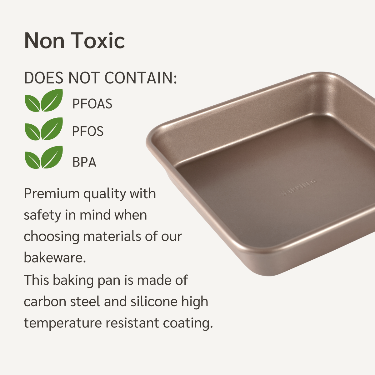 9x9 inch Brownie Baking Pan Nonstick Non Toxic - HAPPIELS
