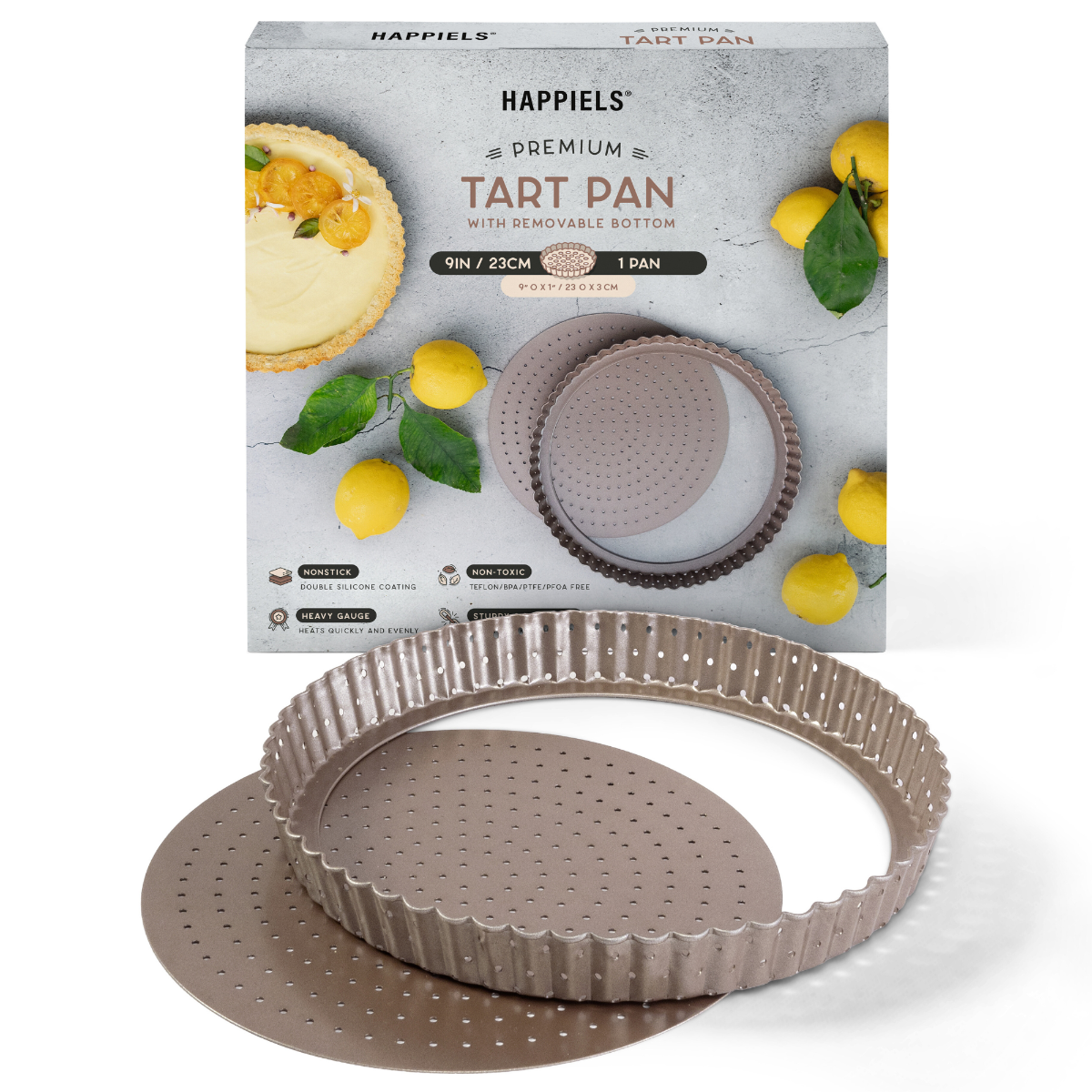 happiels 9 tart pan with removable bottom fluted perforated