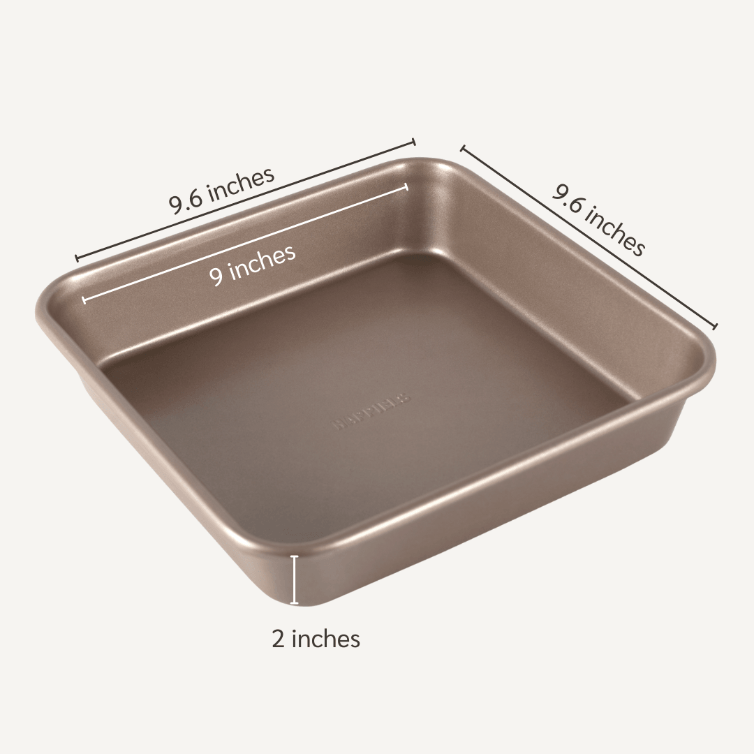 9 inch Square Cake Pan with Lid, Vesteel Non-Stick Stainless Steel  Rectangle Brownies Baking Pan Set of 4, Non-Toxic & Warp Resistant, Rust  Free 