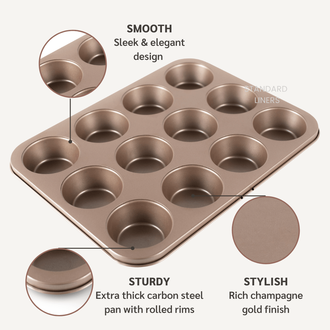 Muffin Pan Clearance, 9 Cup Muffin Tin Cupcake Pan Tray with Nonstick Coating and Stainless Steel Core, for Home/Kitchen Baking, Heatproof, Release